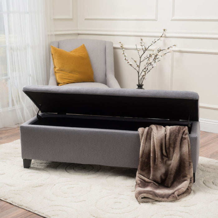 Contemporary Storage Ottoman Bench With Polyester Upholstery