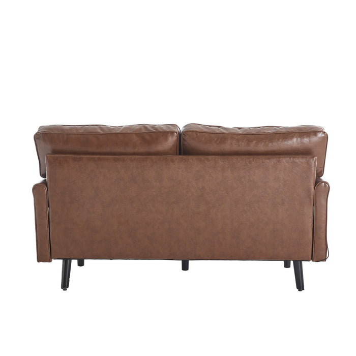 Mid Century Modern Loveseat Sofa With USB Ports, Removable Pillow Cover