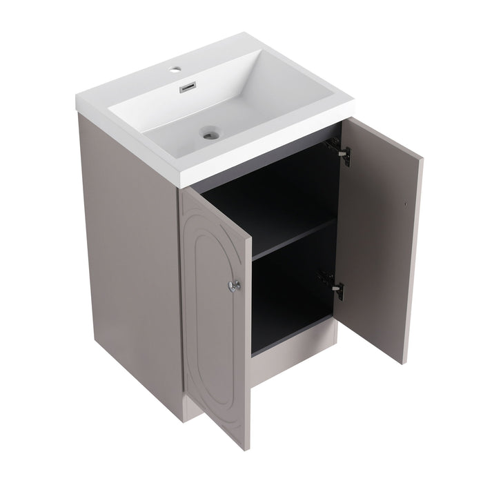Contemporary Freestanding Bathroom Vanity With Resin Sink & Soft-Close Cabinet Doors