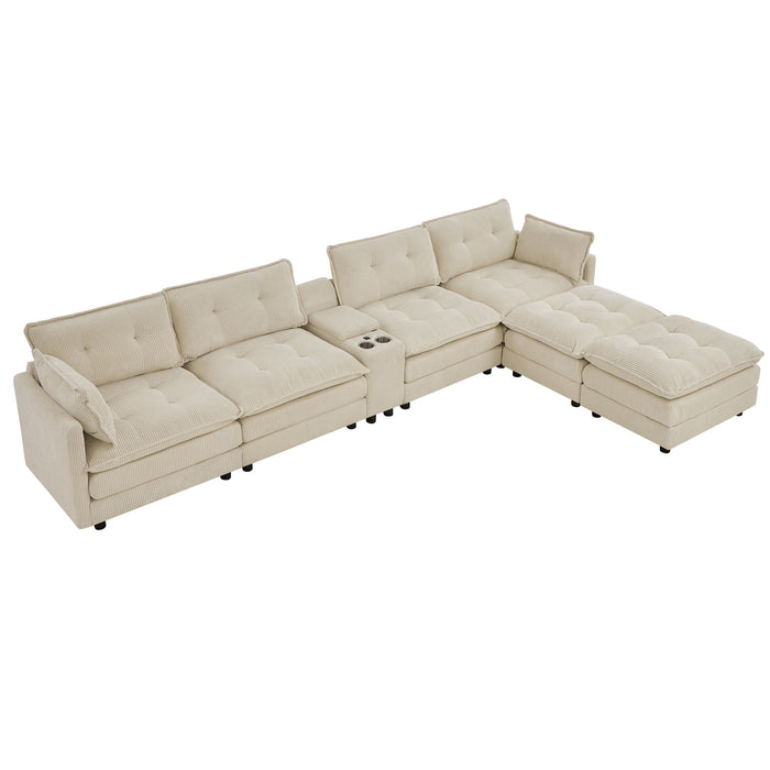 Oversized Modular Sectional Sofa With Multi Functional Console