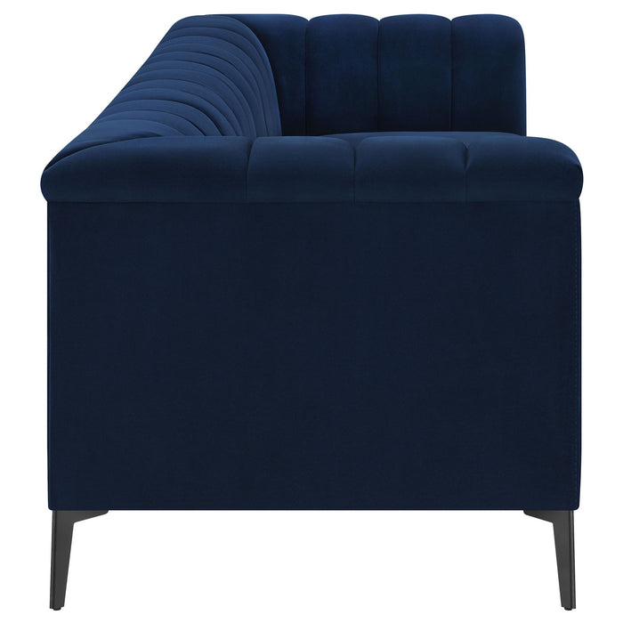 Darci - Tuxedo Arm Sofa With Tapered Legs - Blue