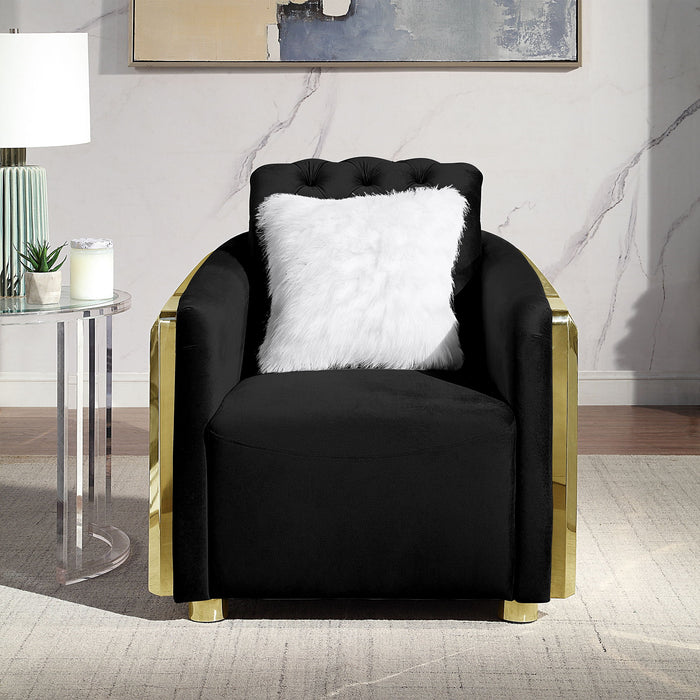 Accent Chair With Button Tufted Diamond Grid & 1 Pillow For Living Room