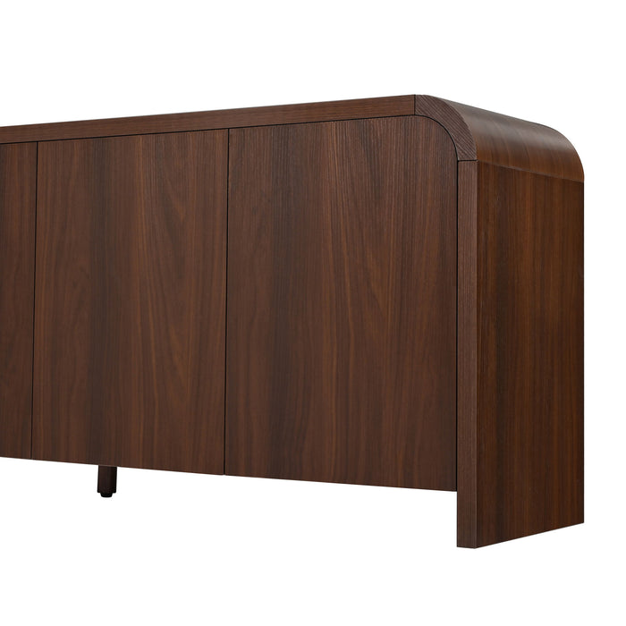Curved Edge TV Stand With Large Cabinets
