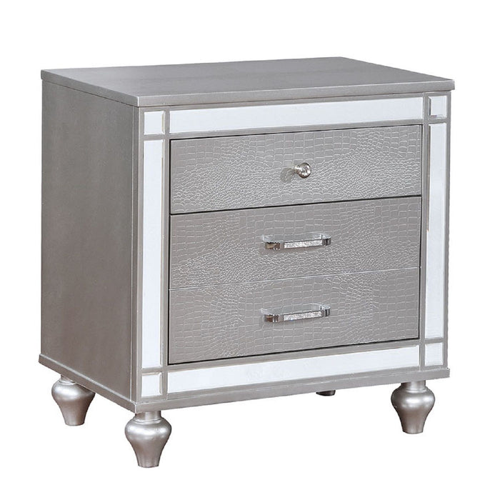 Contemporary Nightstand With Crocodile Textured Trim
