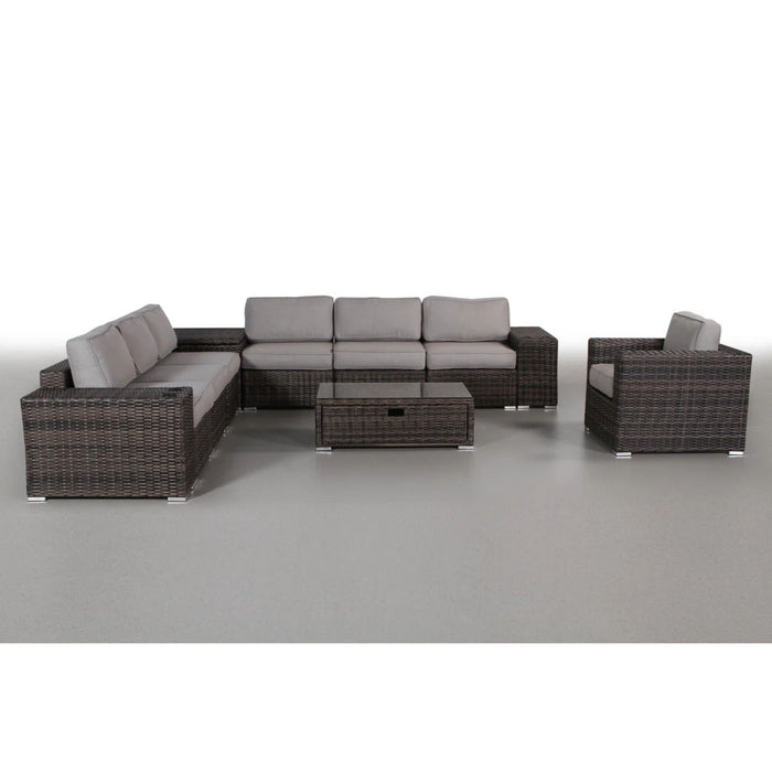 Modern Patio Rattan Sectional Set With Cushions