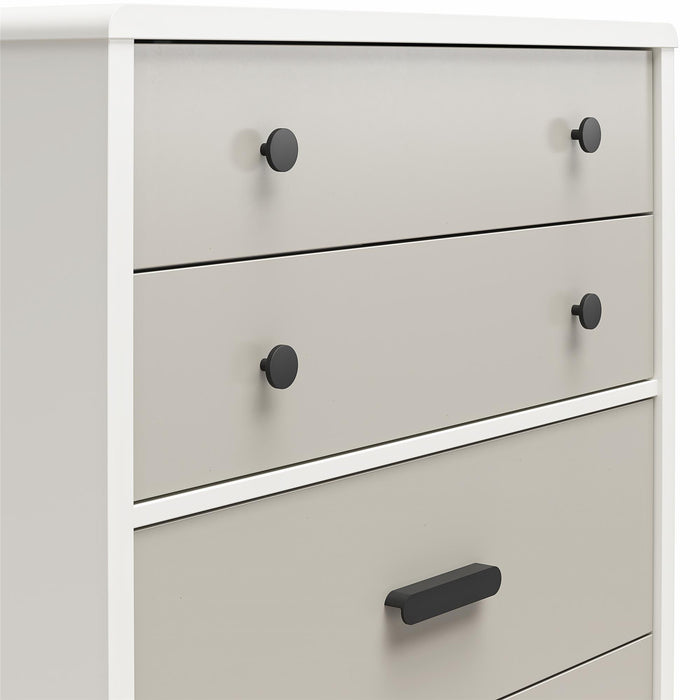 Valencia - 5 Drawer Dresser - White / Gray