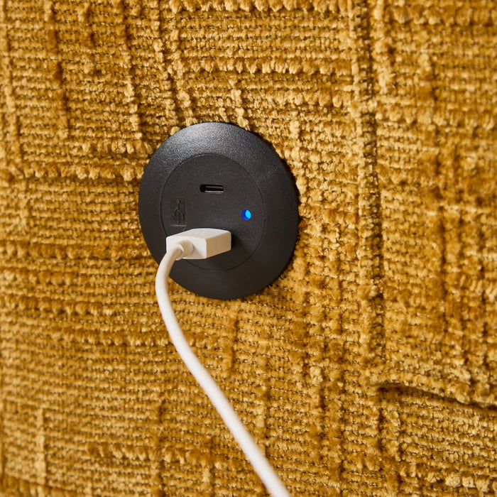 Chenille 2 Seater Sofa With LED Light, USB Charging Port, And Storage Bag