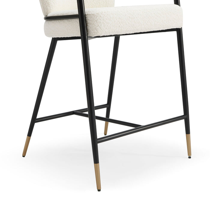 Contemporary Upholstered Counter Stool Set With Metal Frame
