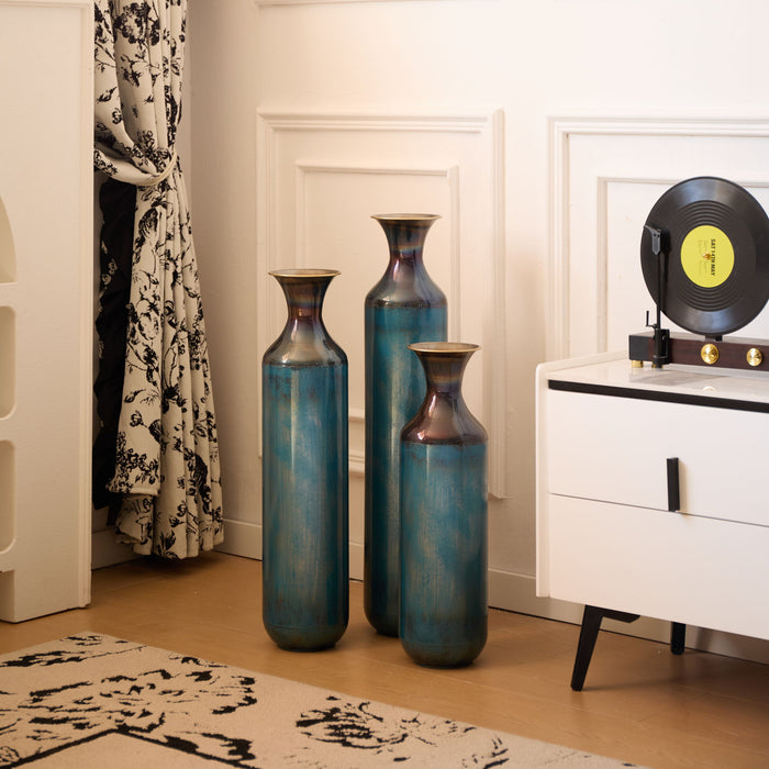 Modern Droplet Shaped Floor Vase Set, 3 Piece Home Decor