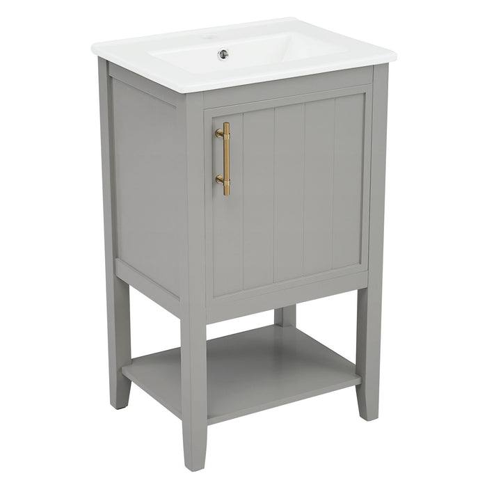 Modern Bathroom Vanity With Sink, Soft-Closing Door And Open Shelf
