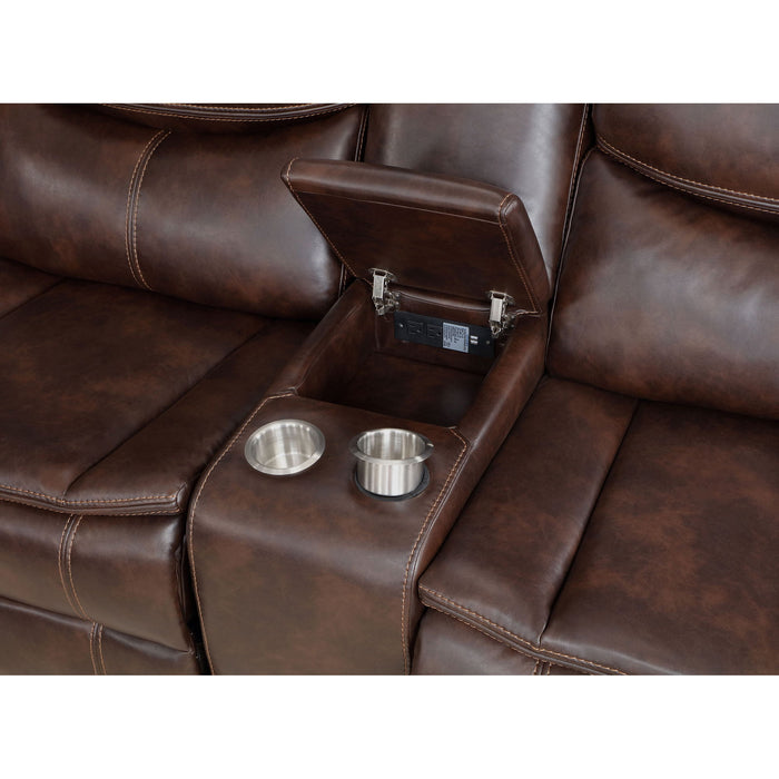 Mclean - Power Reclining Sectional Sofa With Storage Console - Dark Brown