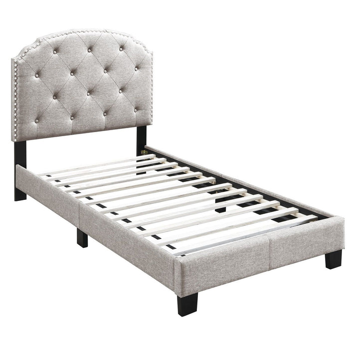 Button Tufted Bed With Nailhead Trim
