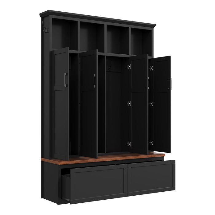 Hall Tree With 4 Hidden Cabinets
