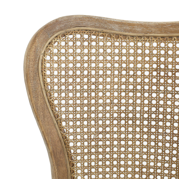 Classic Retro Dining Chair (Set of 2) With Rattan Backrest - Dark Brown / Beige