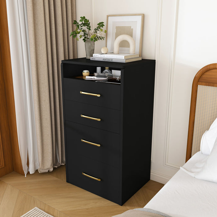 3 In 1 Vanity Desk With Open Top Mirror, Glass Desktop Makeup Set With 3 Drawers, Compact Dressing Table For Bedroom - Black