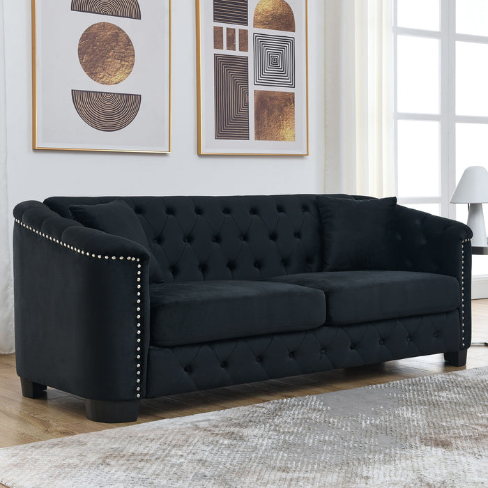 Modern Chesterfield Sofa With Tufted Backrest For Living Room