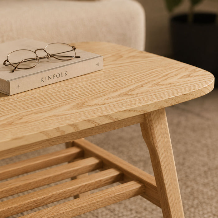 Coffee Table With Double Layer Storage For Living Rooms - Wood