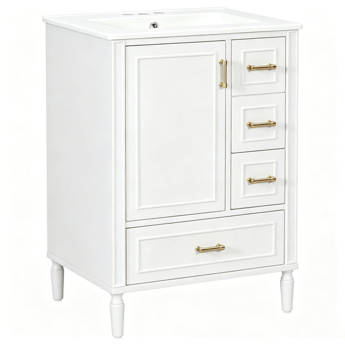 Modern Bathroom Vanity With Sink, Soft Close Doors, 3 Drawers