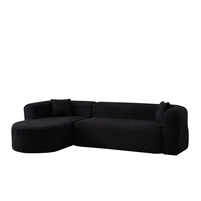 L - Shape Boneless Cloud Couch With 2 Throw Pillows For Living Room