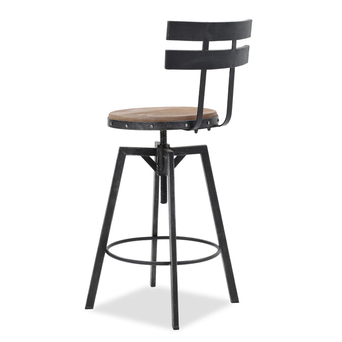 Industrial Modern Swivel Barstool With Adjustable Height - Black / Natural