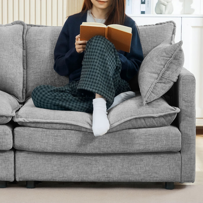 Modular L-Shaped Sectional Sofa With Movable Ottoman