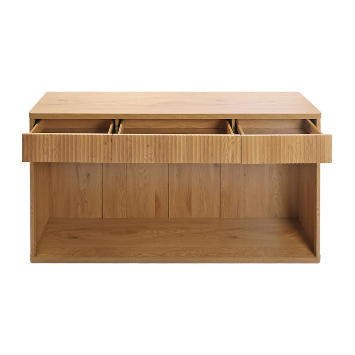 Fluted Console Table With 3 Drawers, Long Sofa Table Behind Couch For Living Room