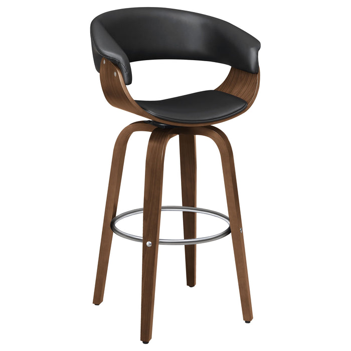 Swivel Bar Stool Elegant Design With Upholstery - Walnut