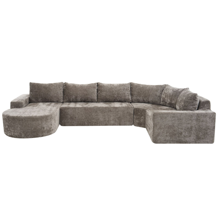 Modular Cloud Sectional Sofa Set, U-Shaped Upholstered Couch With Deep Seat