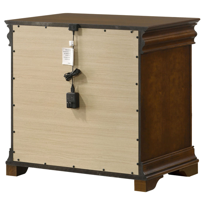 Leonide - 2 Drawer Nightstand With USB Charging And Hidden Storage - Cherry
