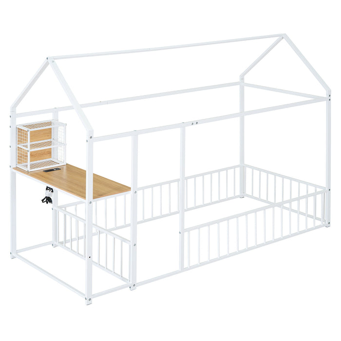 House Frame With Desk, Shelves, Power Outlets And USB Ports
