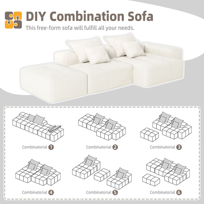 Modern Oversized Diy Combination Modular Sectional Sofa With Pillows