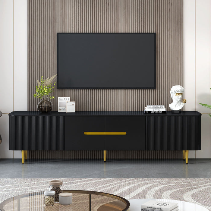 TV Stand For TVs, Media Console With 4 Spacious Cabinets For Living Room