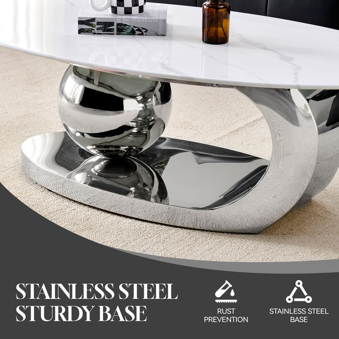 Oval Coffee Table With Geometric Precision