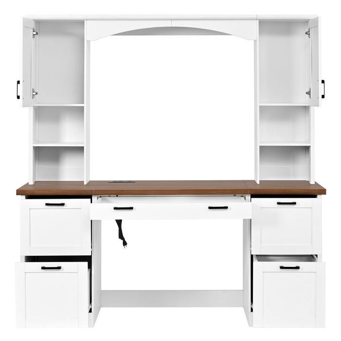 Farmhouse Computer Desk With Hutch