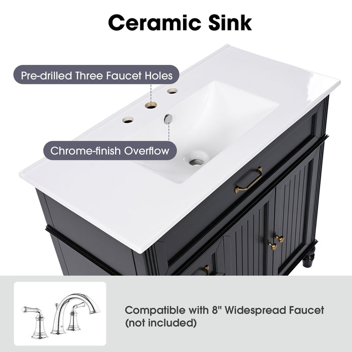 Bathroom Vanity With Sink, Freestanding Cabinet & Drawers