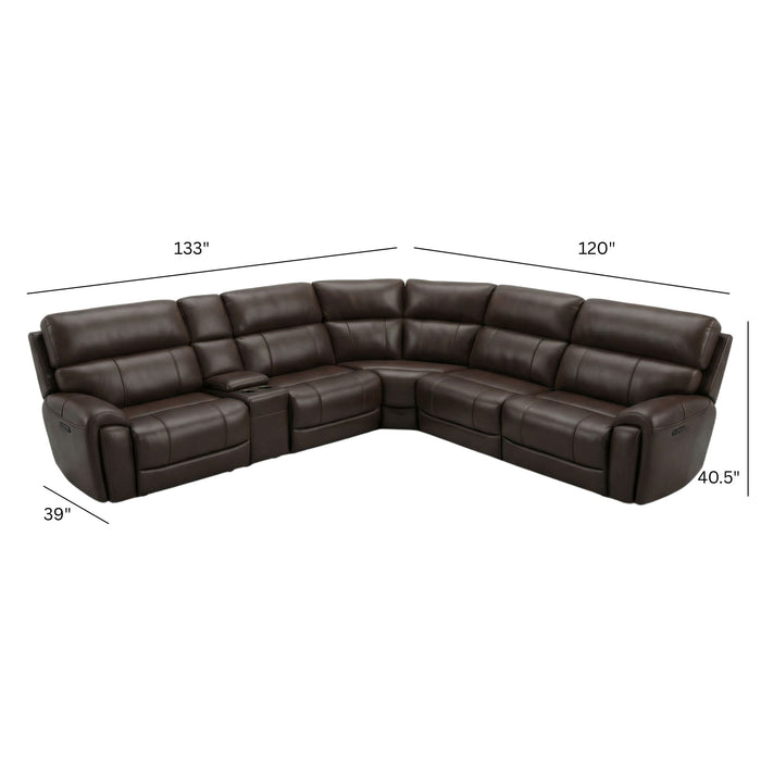 Brazil - Power Sectional With Adjustable Headrest & Footrest - Dark Brown