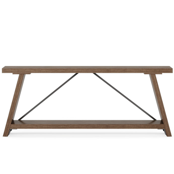 Console Table Extra Long Sofa Table With 2 Tier Shelves For Living Room