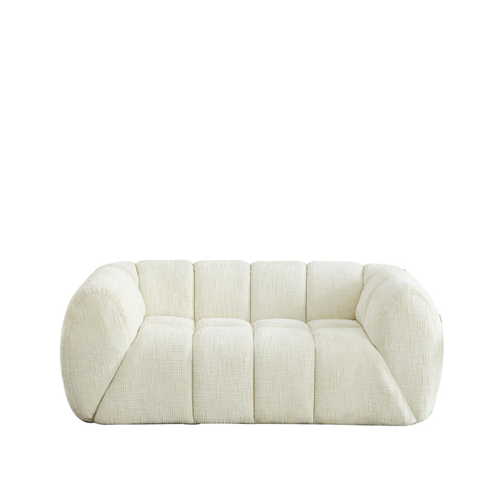 Quilted Cloud Sofa With Rounded Armrests And Piano Key Backrest Design