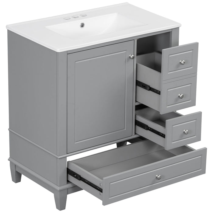 Freestanding Bathroom Vanity With Sink, Soft Close Door, 3 Drawers
