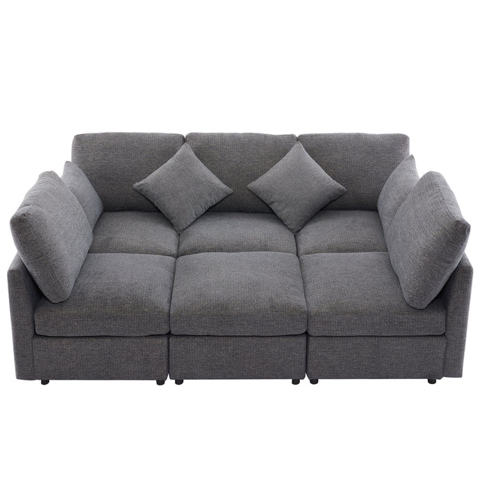 Sectional Sofa Modular U-Shaped With Ottoman & USB Ports