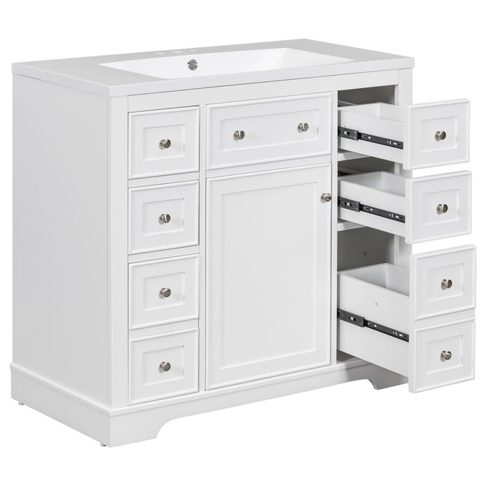 Modern Bathroom Vanity With Sink Combo, 6 Drawers And 1 Cabinet