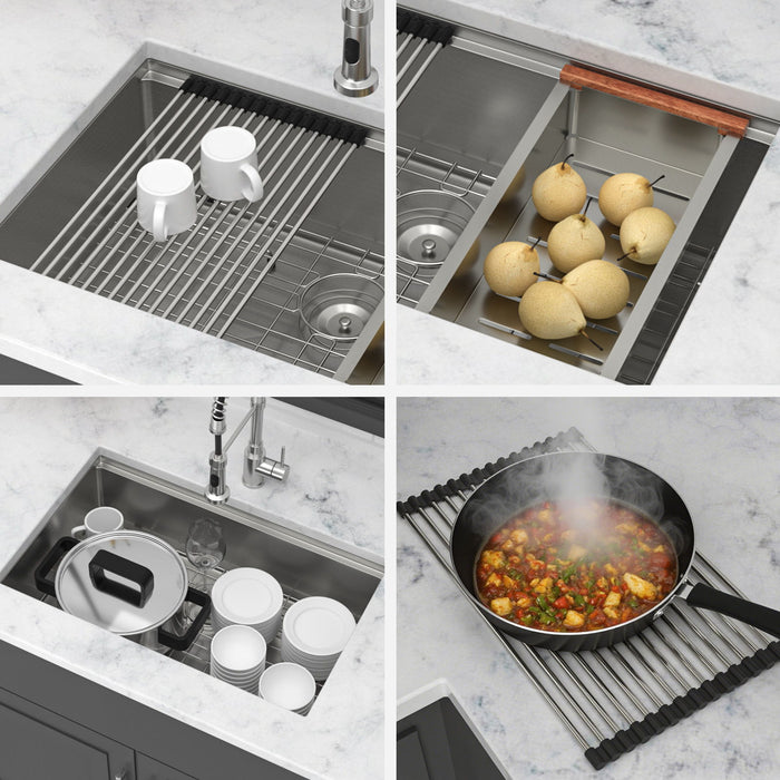 Undermount Workstation Kitchen Sink Stainless Steel Single Bowl