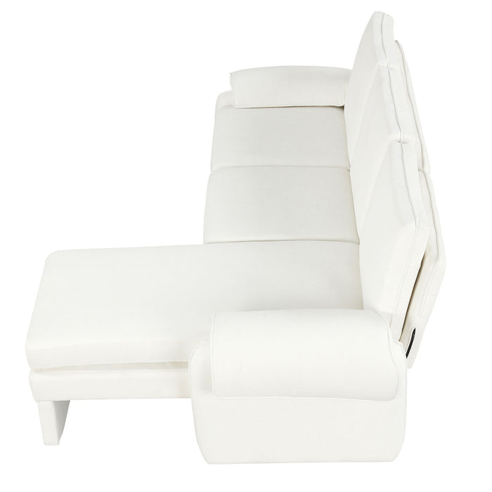 Convertible Futon Sofa Bed With Adjustable Backrest, Reversible Chaise Lounge And 2 Removable Armrest Pillows