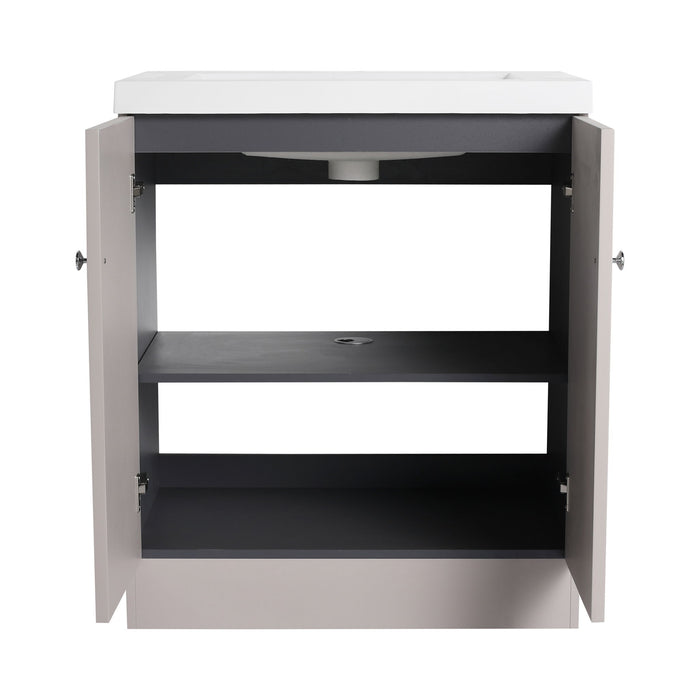 Contemporary Freestanding Bathroom Vanity With Resin Sink & Soft-Close Cabinet Doors