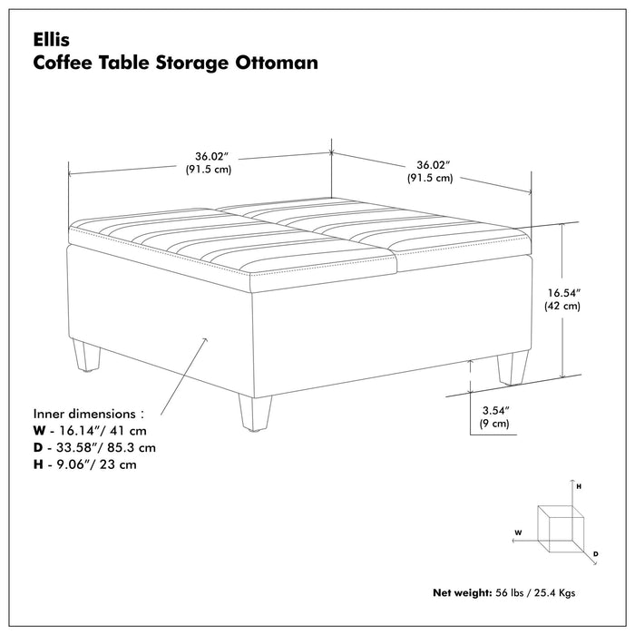 Ellis - Coffee Table Storage Ottoman Contemporary Design