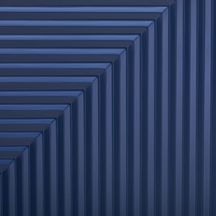 Side Cabinet With Adjustable Shelves And Geometric Door Panels - Navy Blue