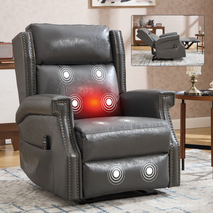 Manual Recliner Chair With Heavy Duty Motion Mechanism, 8 Vibrating Nodes And 3 Massage Modes For Living Room