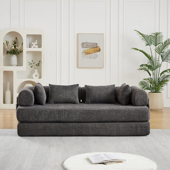 Convertible Sleeper Sofa Bed With Cylindrical Pillow