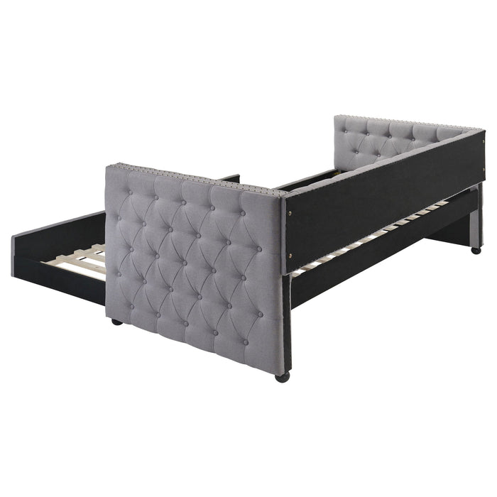Cross - Upholstered Twin Daybed With Trundle - Gray