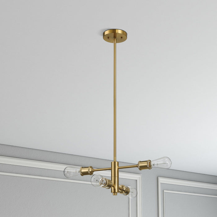Trellis - 4 Lights Modern Gold Chandelier Vintage Pendant Fixture For Living Room - Clear / Gold